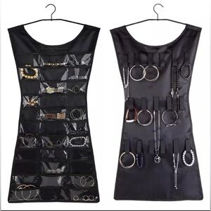 Umbra Pink Dress Hanging Jewelry Organizer 24 hook and loop tabs and 39 pouches